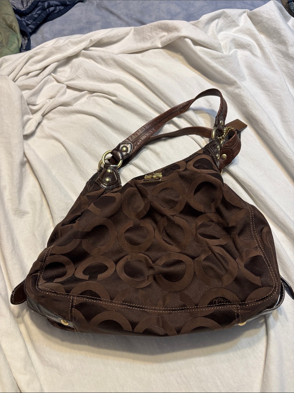 Coach Chocolate Brown Signature Shoulder Hobo Bag